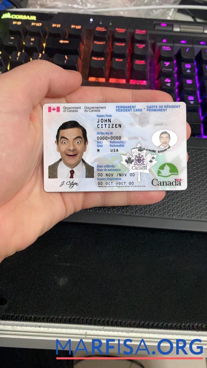 Realistic Canada Permanent resident card (+ editable PSD photo look)2 front example